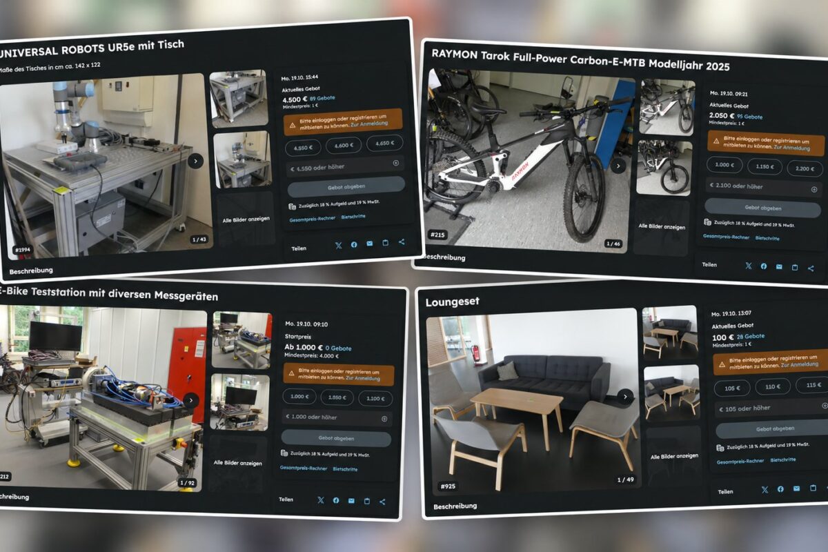 Aukcja majątku Fazua: od e-rowerów MTB po ramię robota przemysłowego